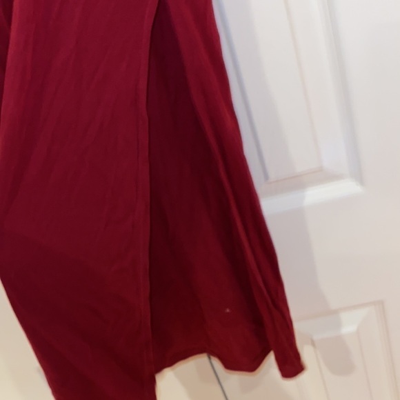 High line burgundy long V neck sleeve less casual blouse dress  M - Picture 6 of 15